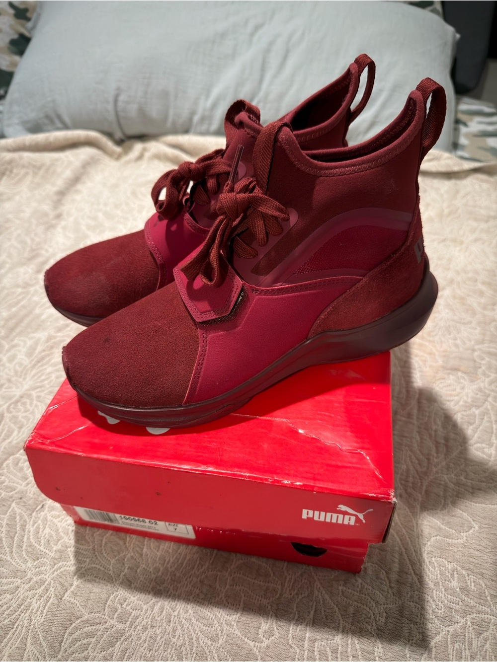 Puma Maroon/Red Mid-Top Sneakers